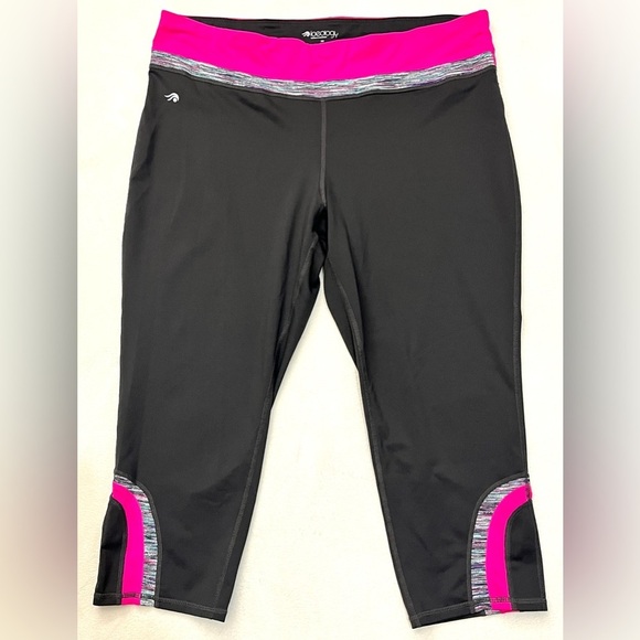 Ideology Pants - Ideology Women's Black and Pink Athletic Capri Poly/Spandex Blend Leggings XL